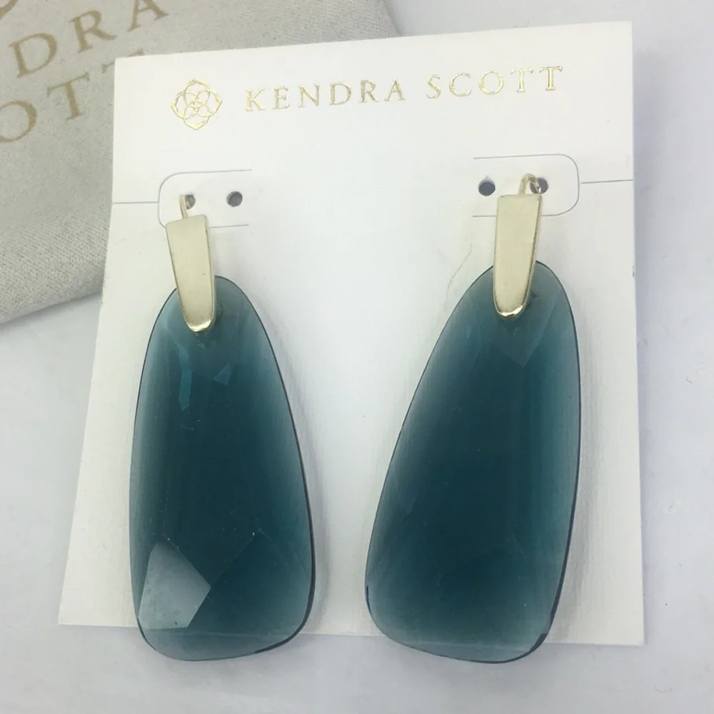 Kendra Scott Olive Green Faceted Drop Earrings